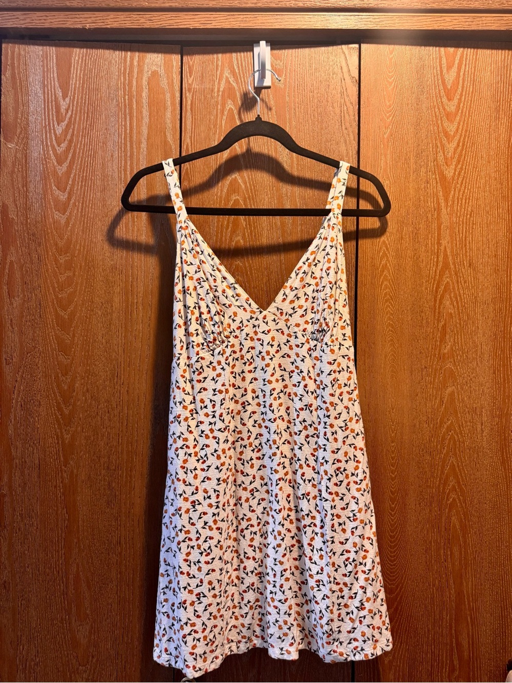 RVCA White Floral Spaghetti Strap Dress with Orange & Black Print
